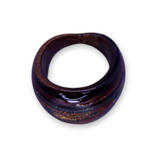 Glass "Cosmic Cocoa" Statement Ring