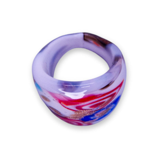 Glass "Iced Berry Tart" Statement Ring