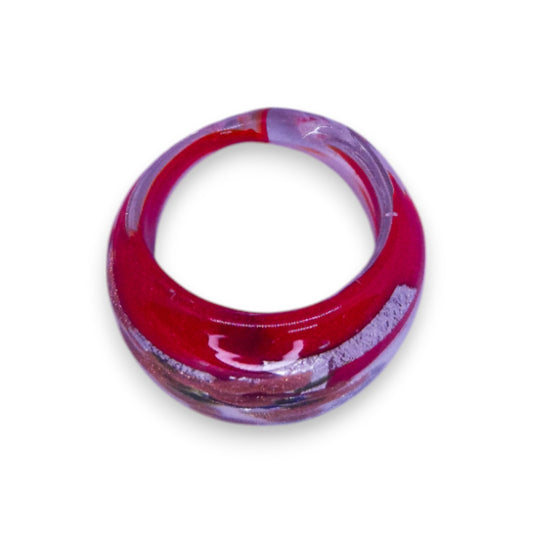 Glass "Raspberry Crème Brûlée" Statement Ring