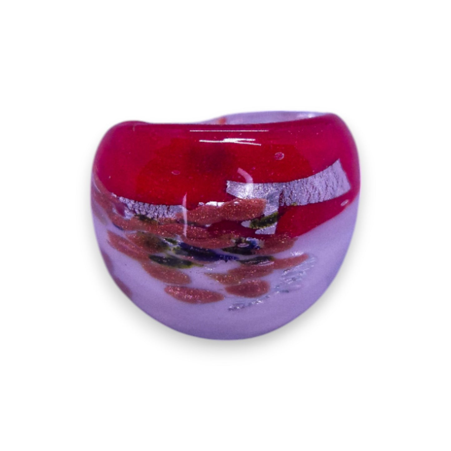 Glass "Raspberry Crème Brûlée" Statement Ring