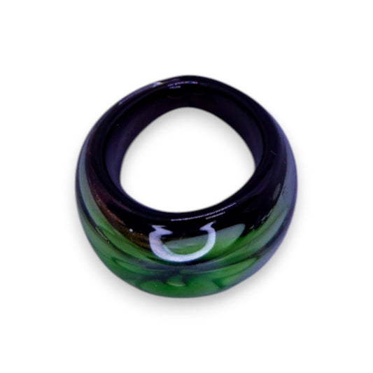 Glass "Matcha Garden" Statement Ring
