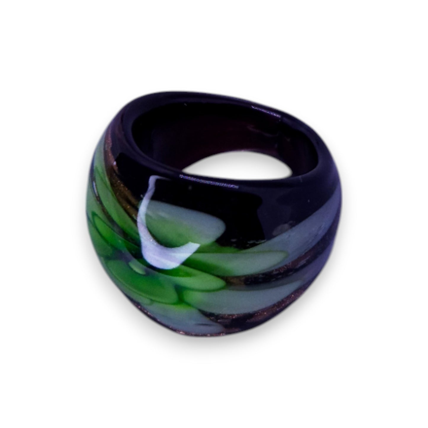 Glass "Matcha Garden" Statement Ring