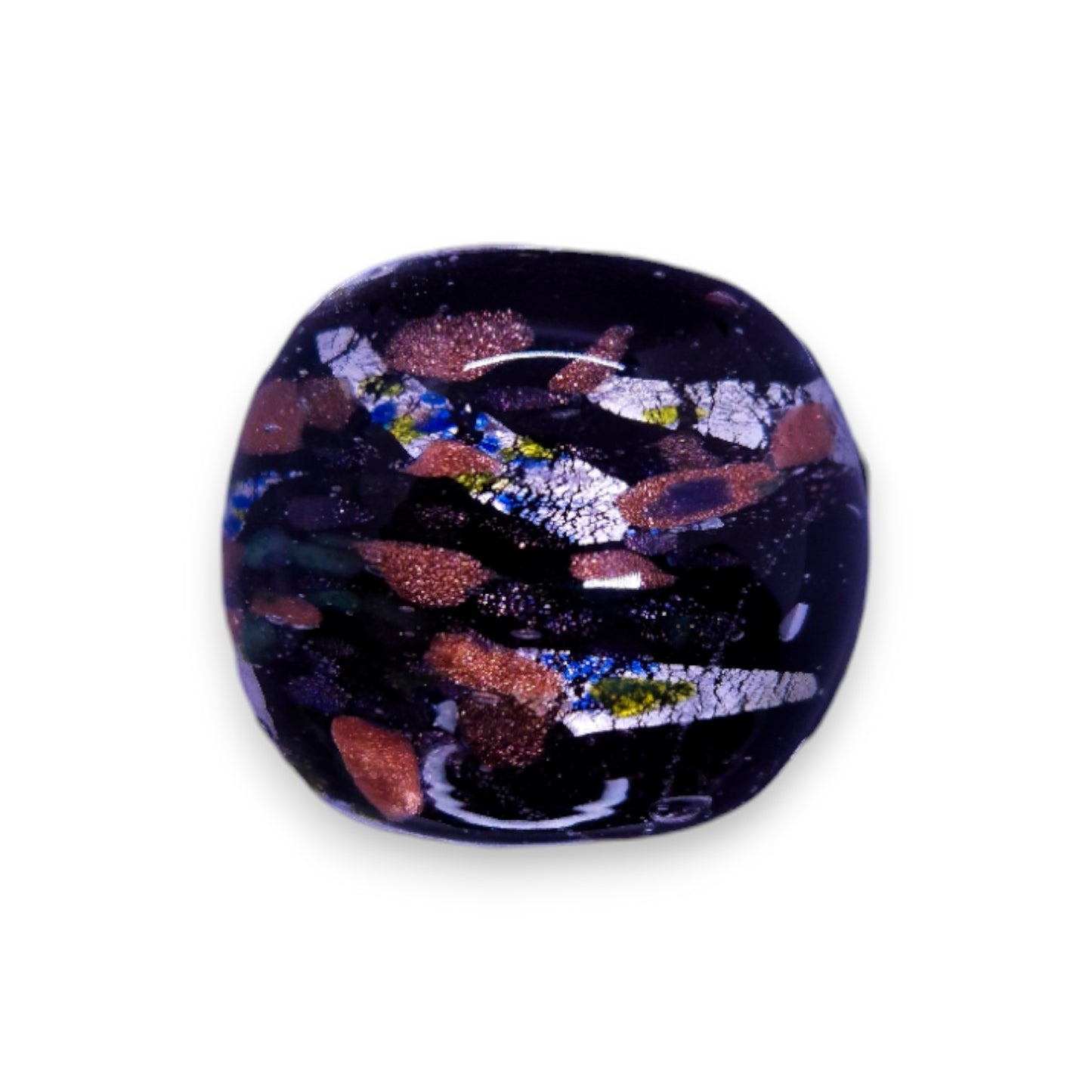 Glass "Midnight Mint Truffle" Statement Ring
