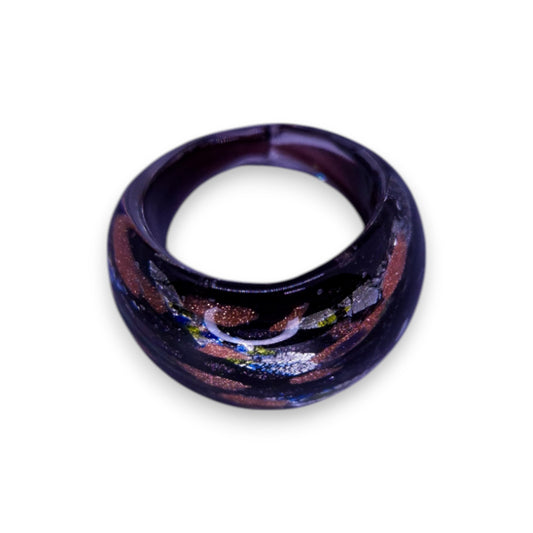 Glass "Midnight Mint Truffle" Statement Ring