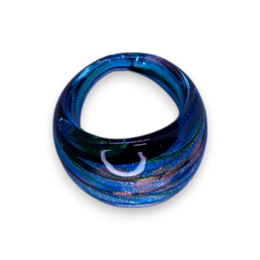 Glass "Blueberry Matcha" Statement Ring