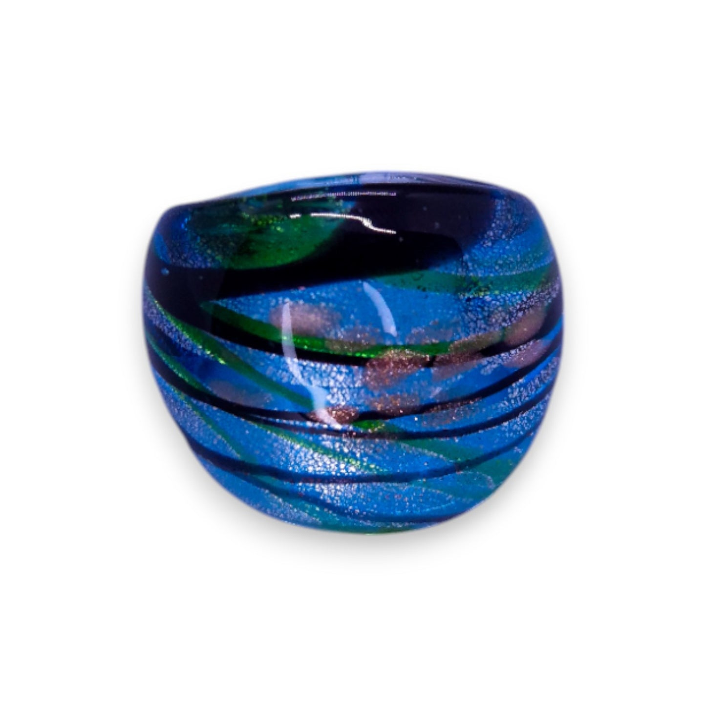 Glass "Blueberry Matcha" Statement Ring