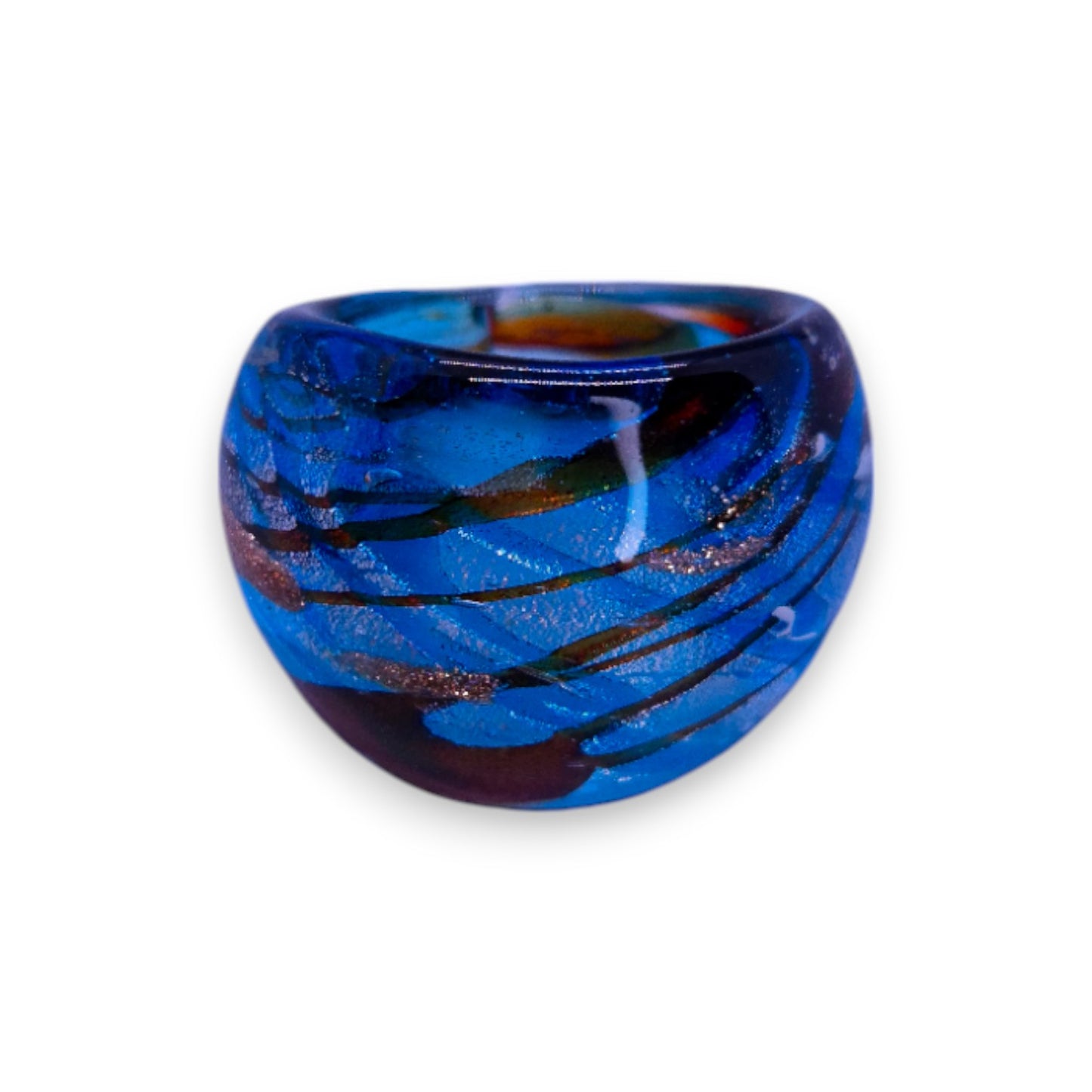 Glass "Iced Chai" Statement Ring