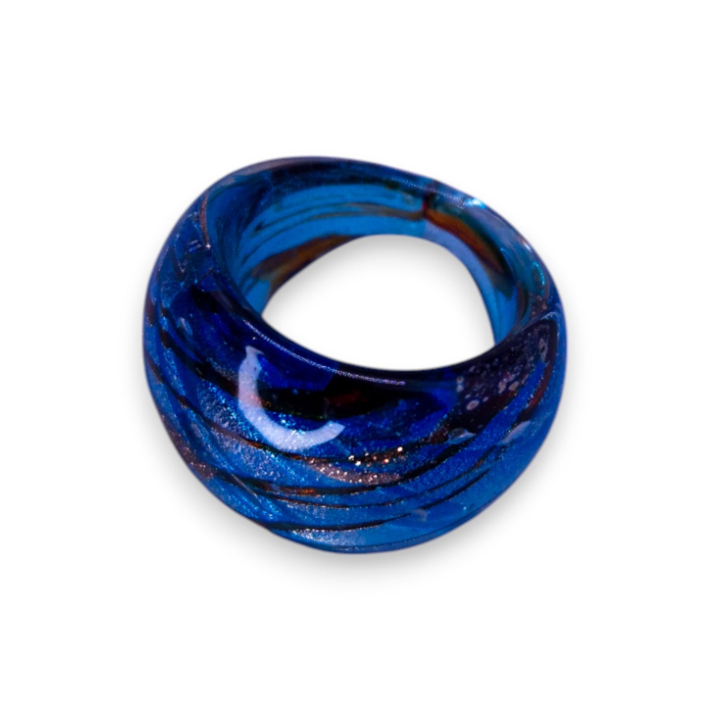Glass "Iced Chai" Statement Ring