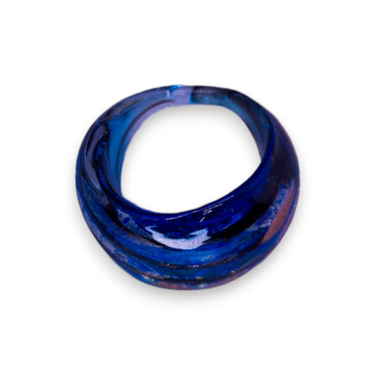 Glass "Ocean Biscotti" Statement Ring