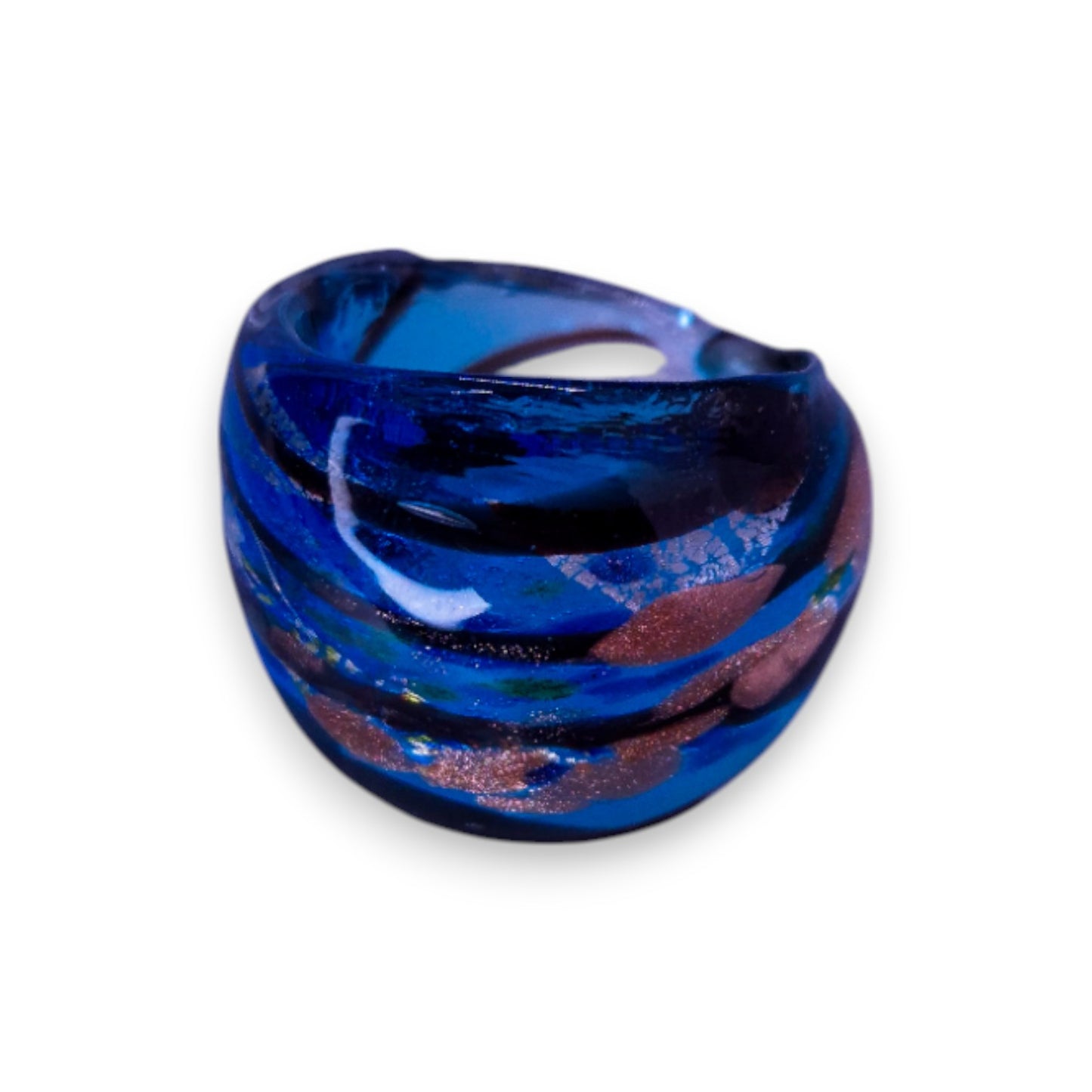 Glass "Ocean Biscotti" Statement Ring