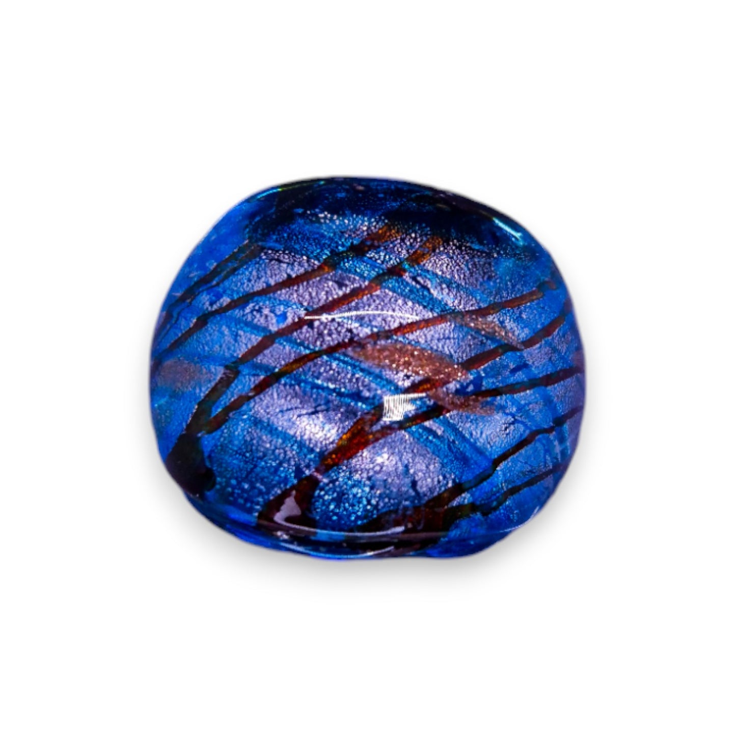 Glass "Blue Copper Nougat" Statement Ring