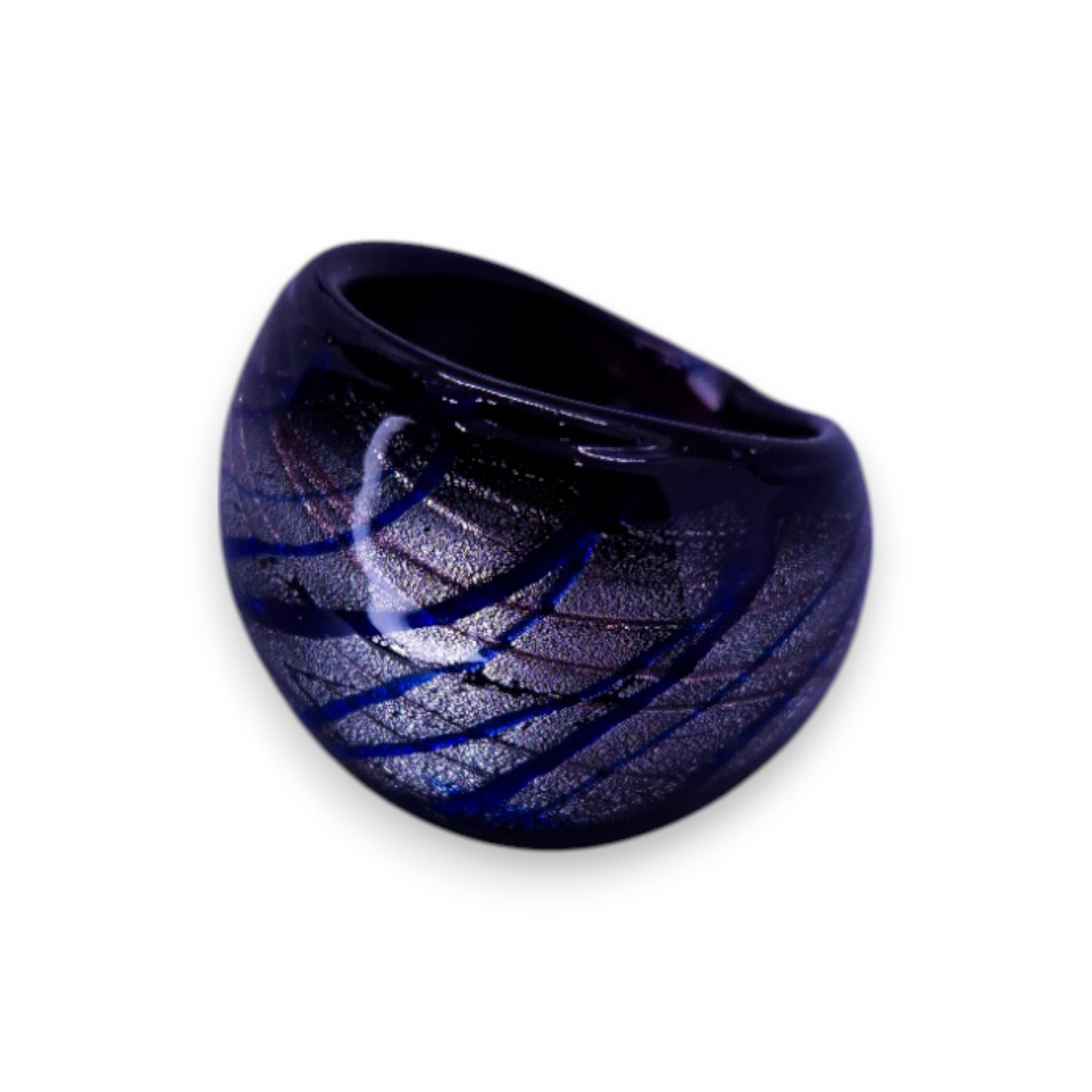 Glass "Midnight Sorbet" Statement Ring
