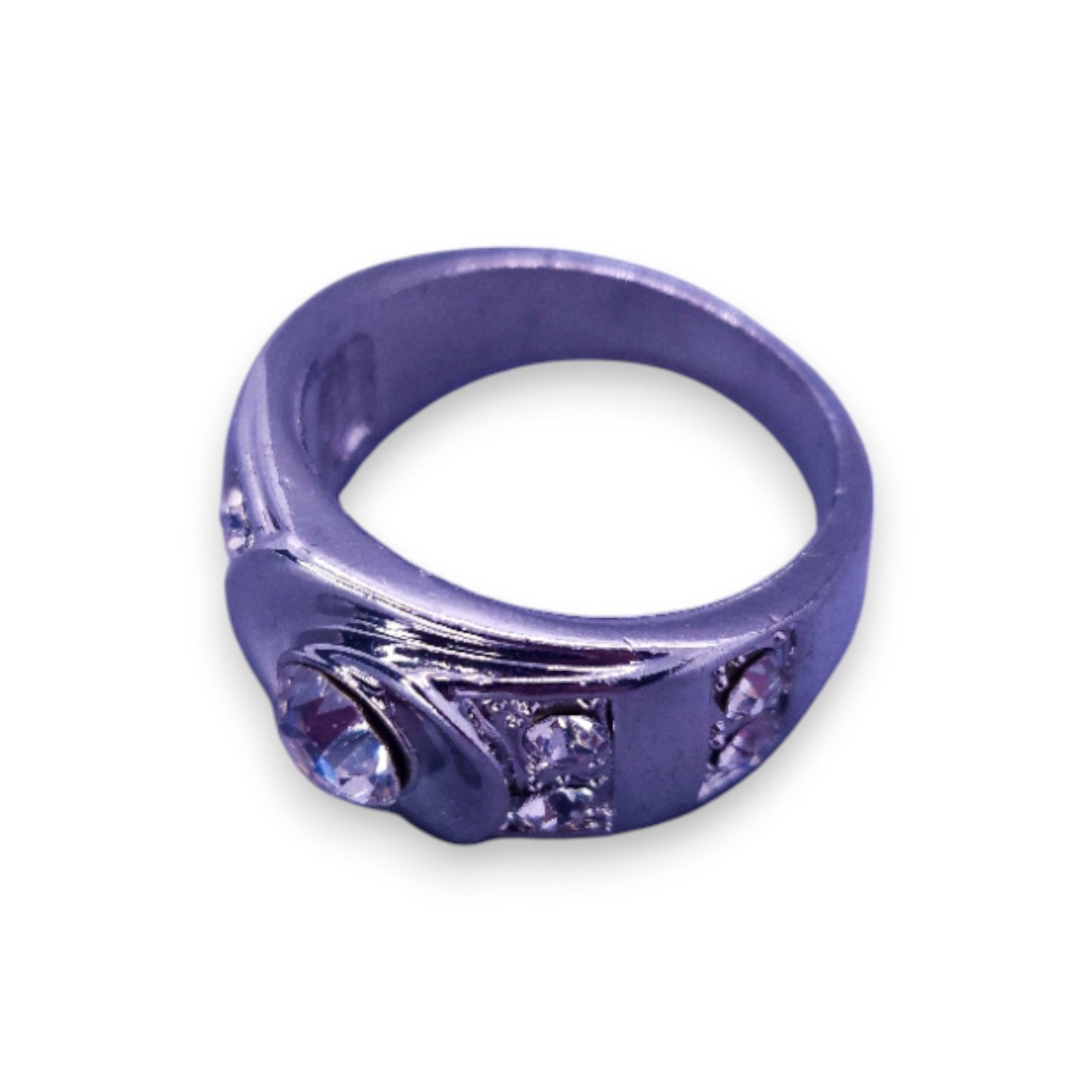 Silver Tone Clear Cubic Zirconia Classic Ring