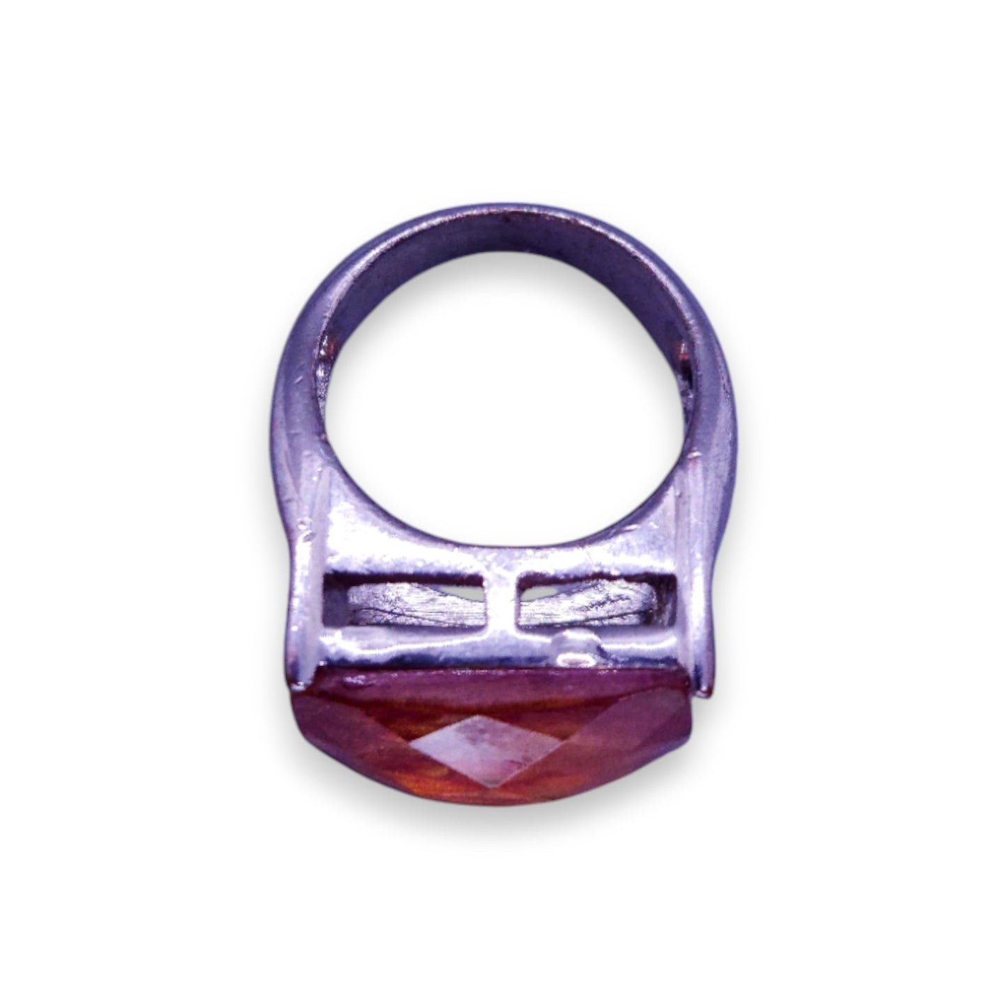 Silver Tone Brown Stone Classic Ring