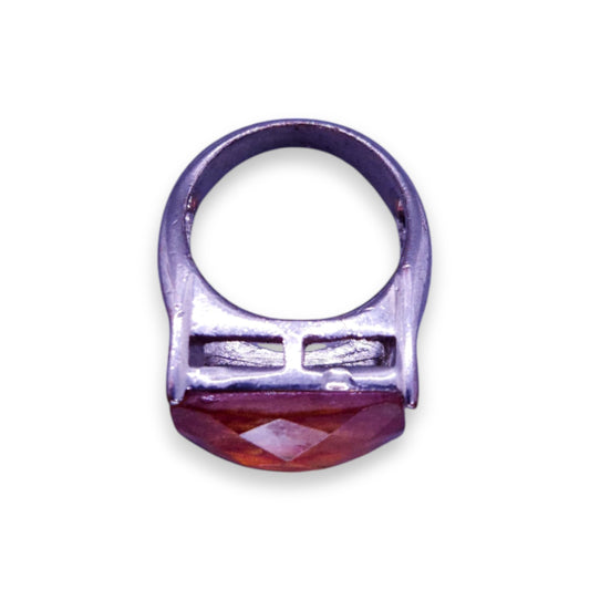 Silver Tone Brown Stone Classic Ring