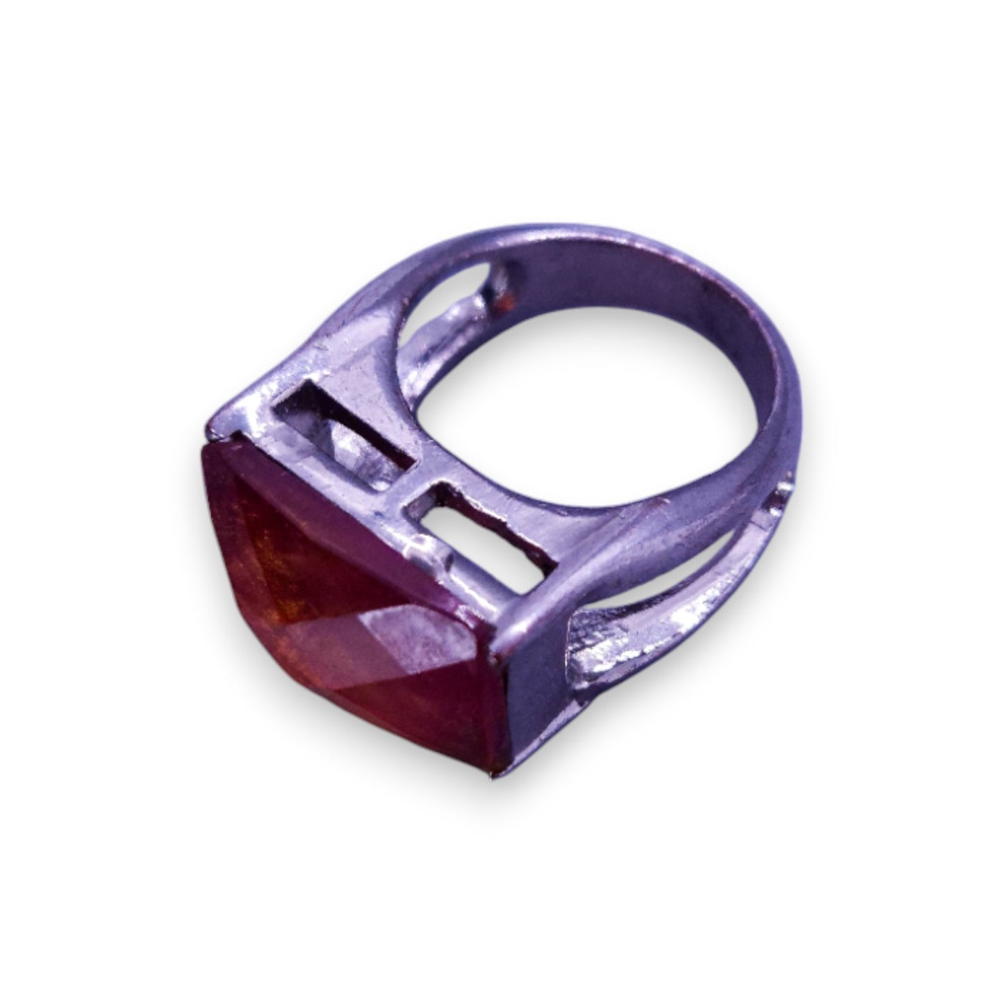 Silver Tone Brown Stone Classic Ring