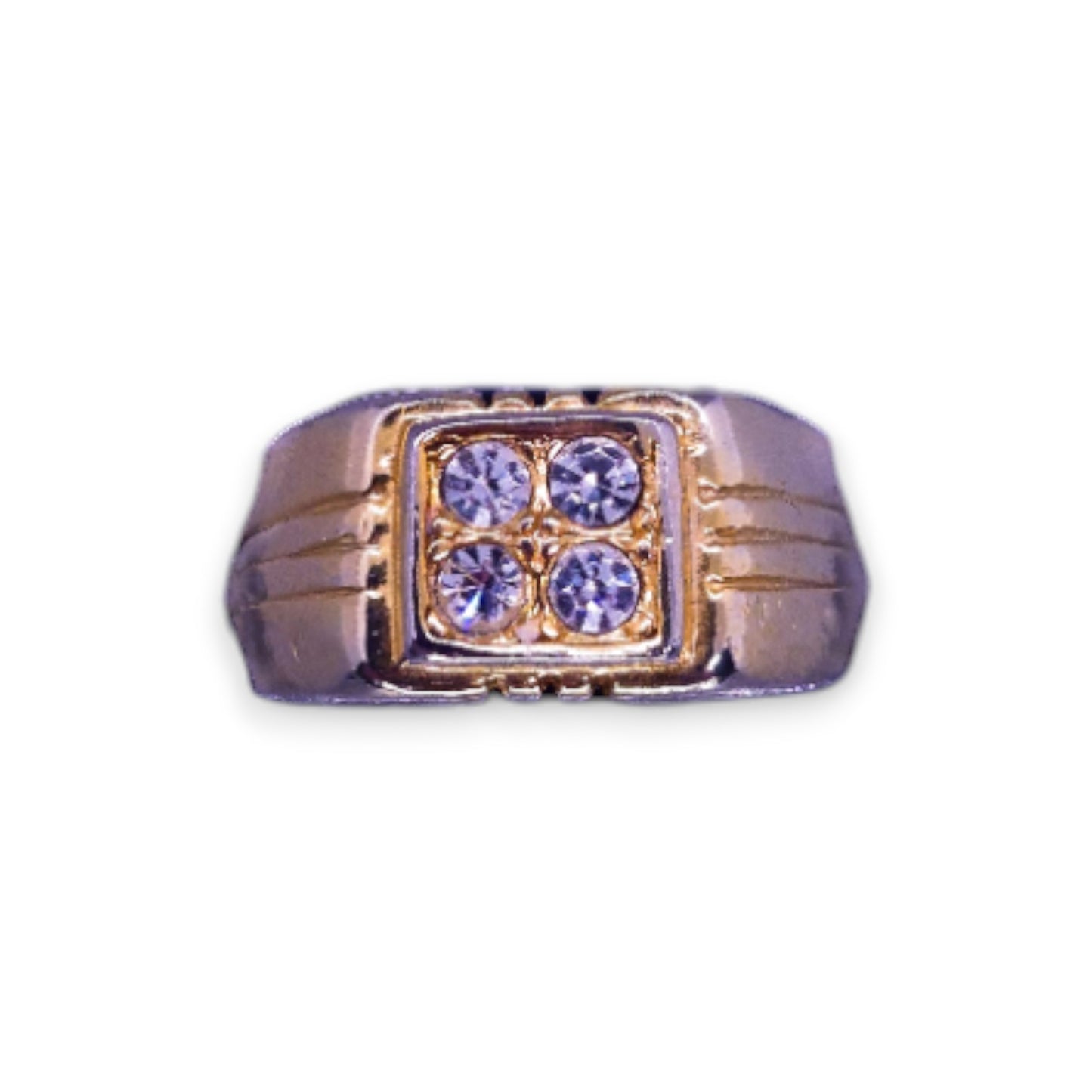 Gold Tone Cubic Zirconia Classic Ring