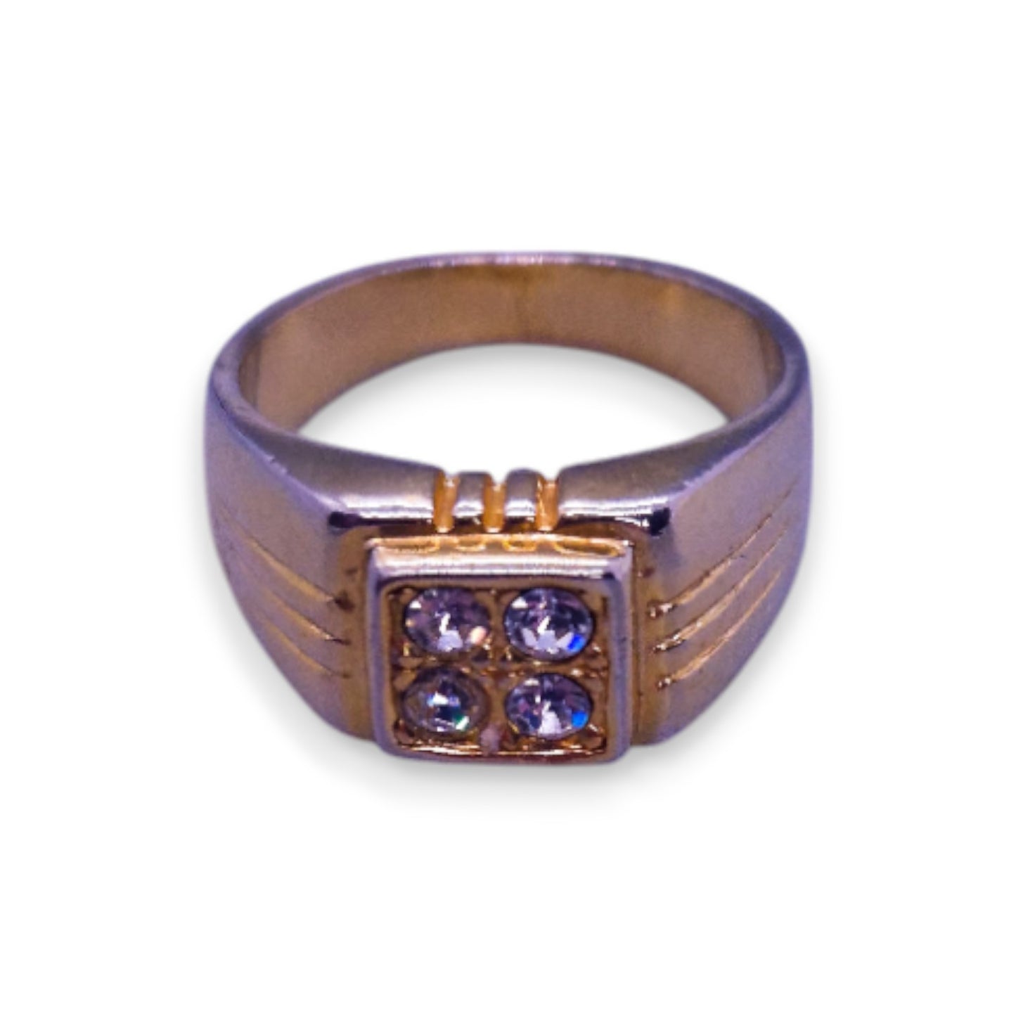 Gold Tone Cubic Zirconia Classic Ring