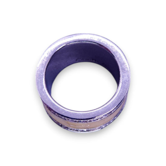 Silver Tone Clear Cubic Zirconia Enamelled Modern Ring