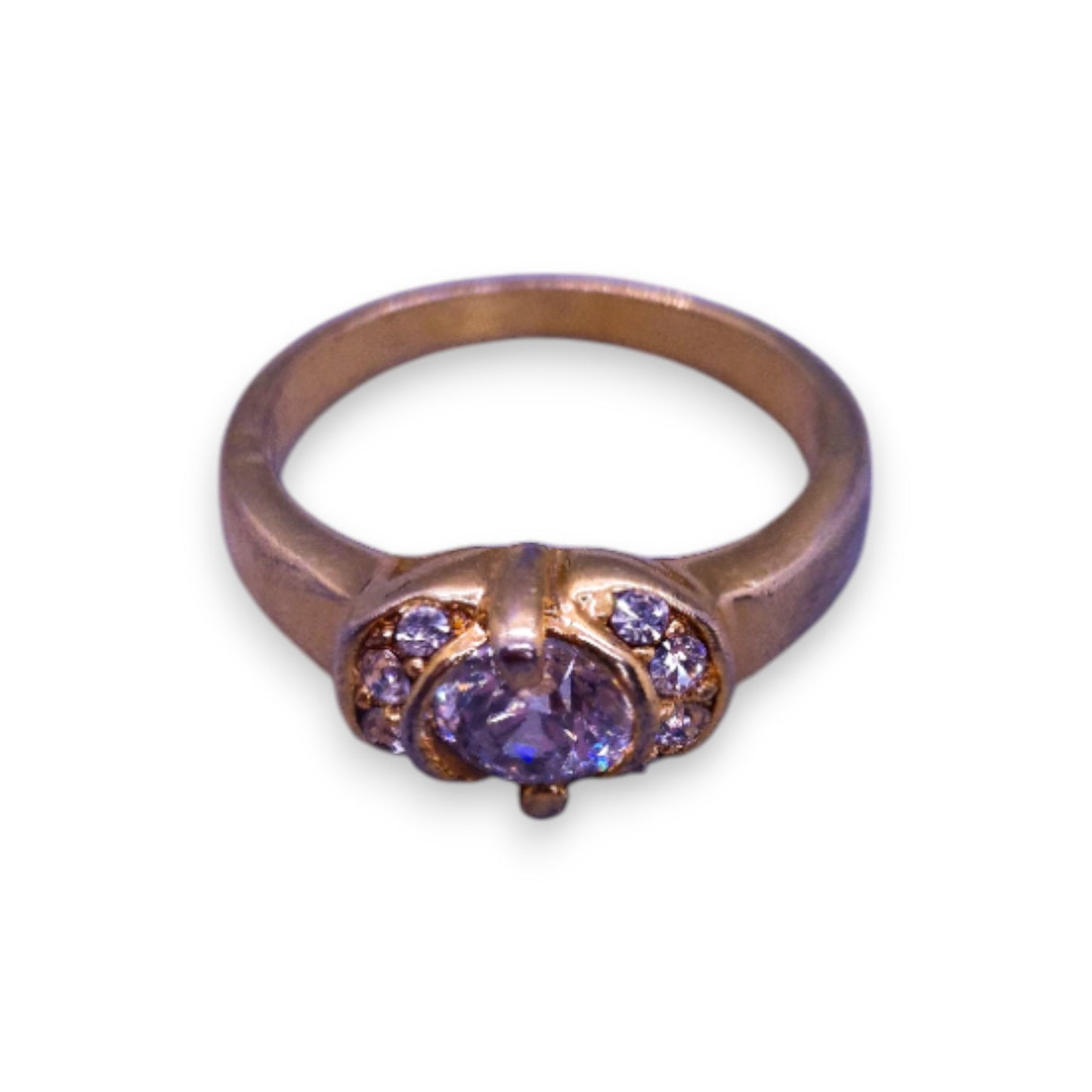 Gold Tone Cubic Zirconia Classic Ring