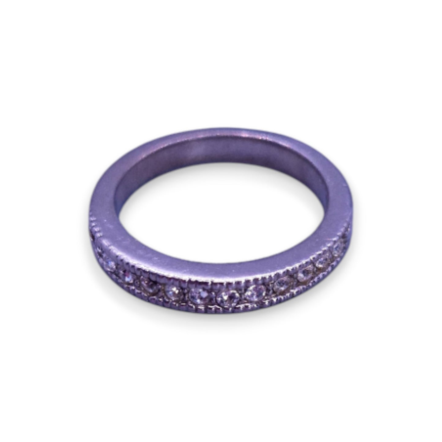 Silver Tone Clear Cubic Zirconia Classic Ring