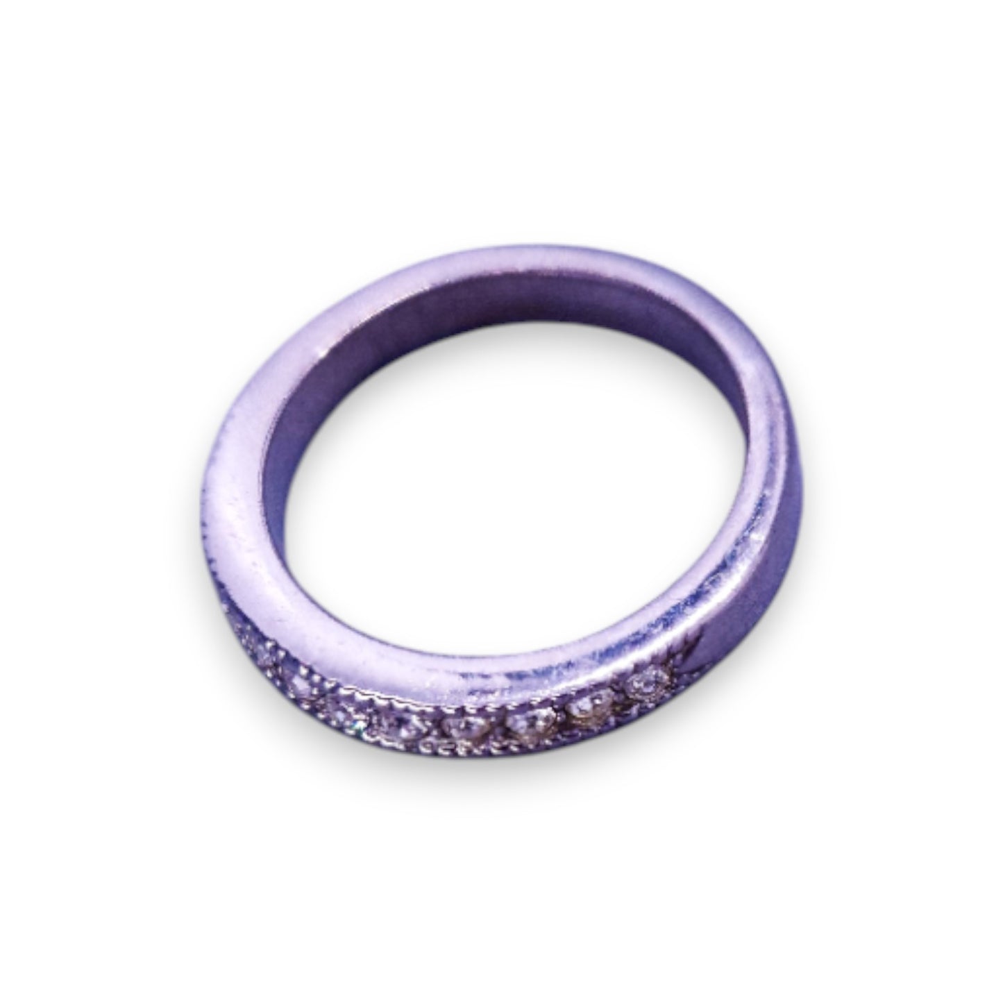 Silver Tone Clear Cubic Zirconia Classic Ring