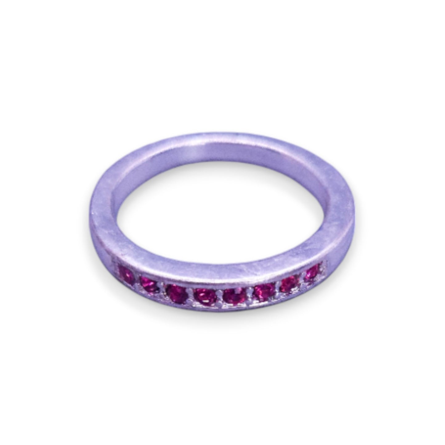 Silver Tone Pink Cubic Zirconia Classic Ring