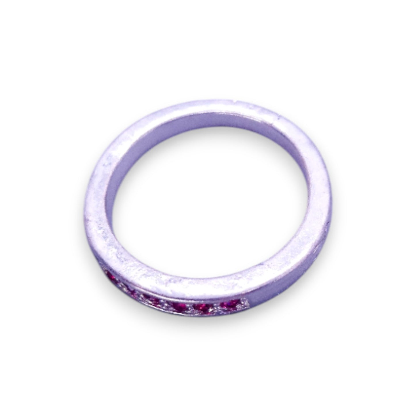 Silver Tone Pink Cubic Zirconia Classic Ring