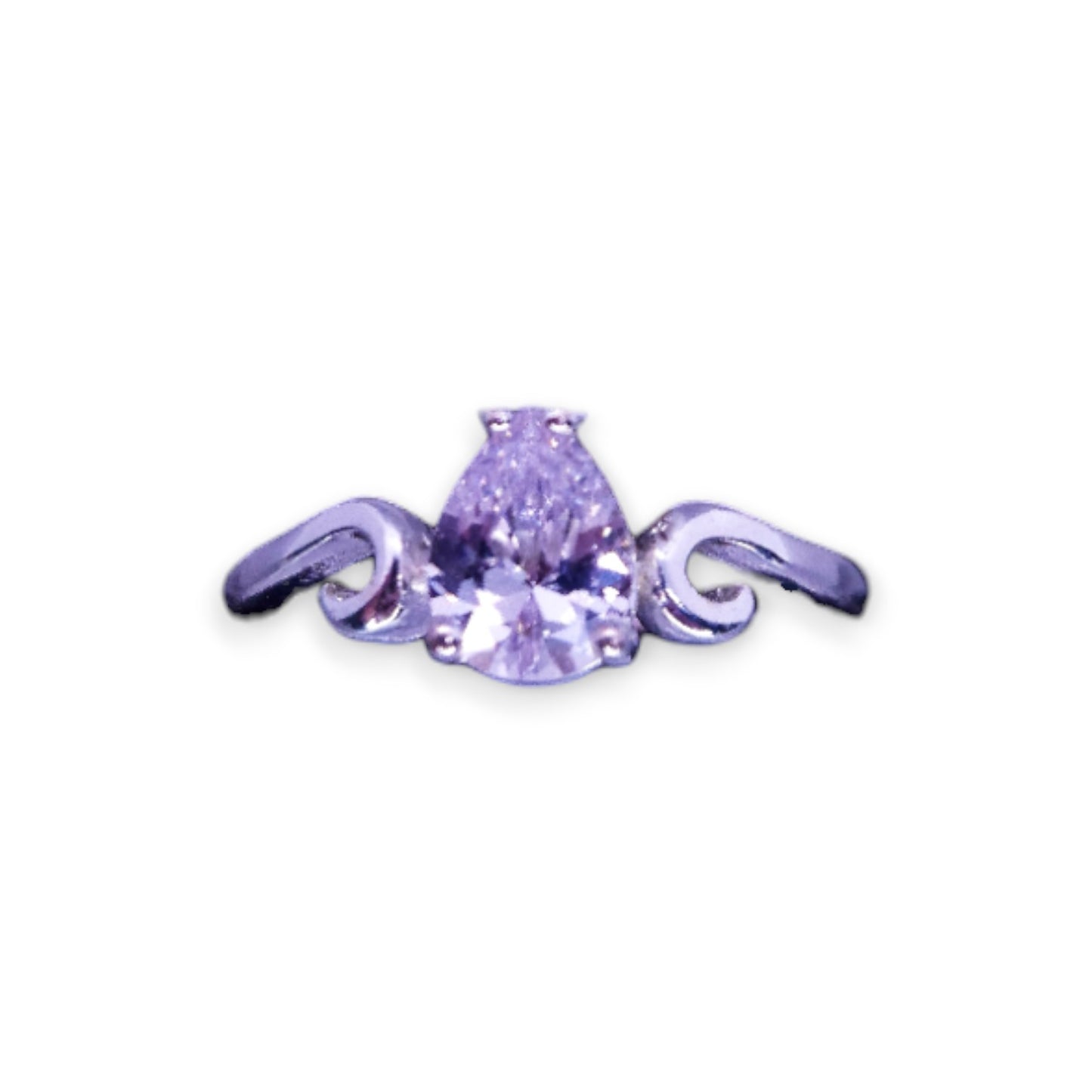 Silver Tone Clear Cubic Zirconia Classic Ring