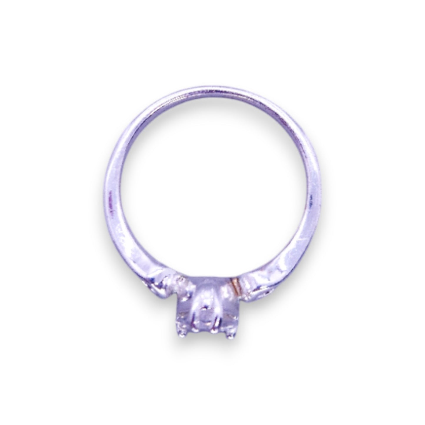 Silver Tone Clear Cubic Zirconia Classic Ring