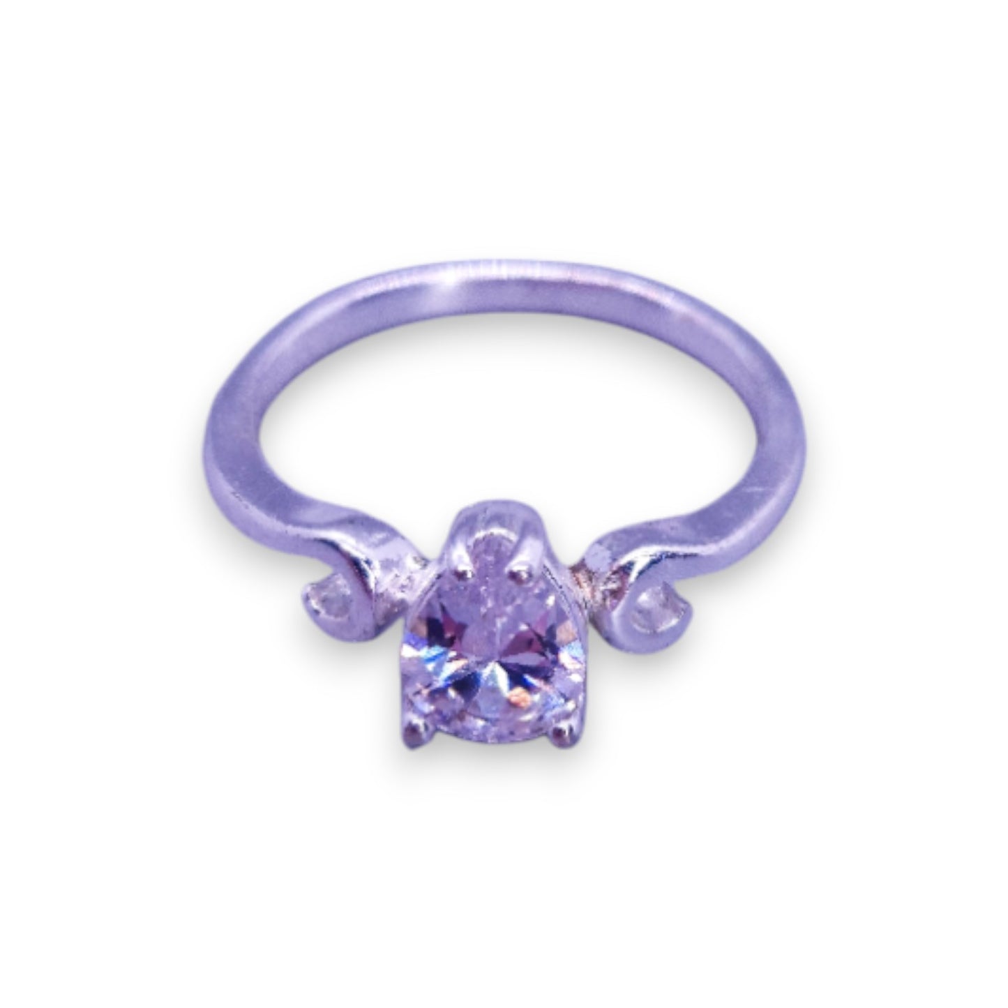 Silver Tone Clear Cubic Zirconia Classic Ring