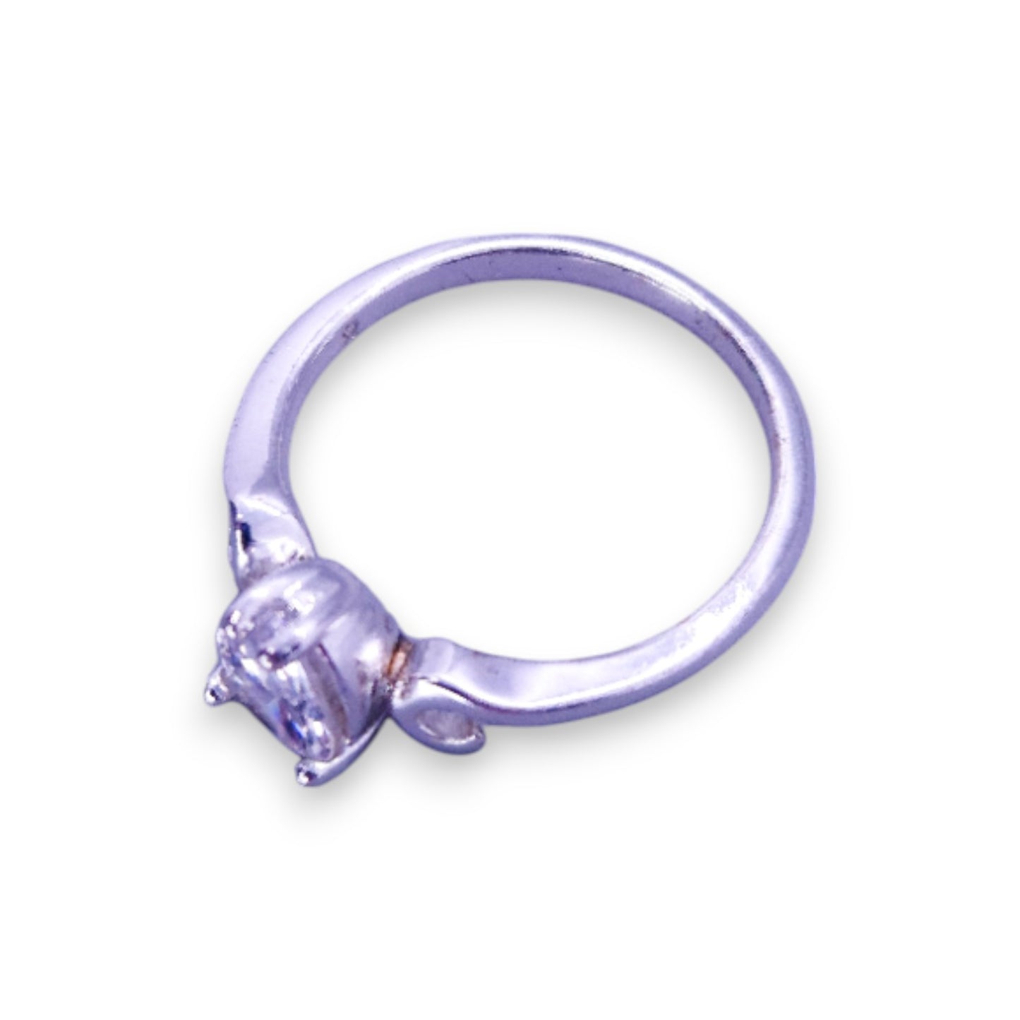 Silver Tone Clear Cubic Zirconia Classic Ring