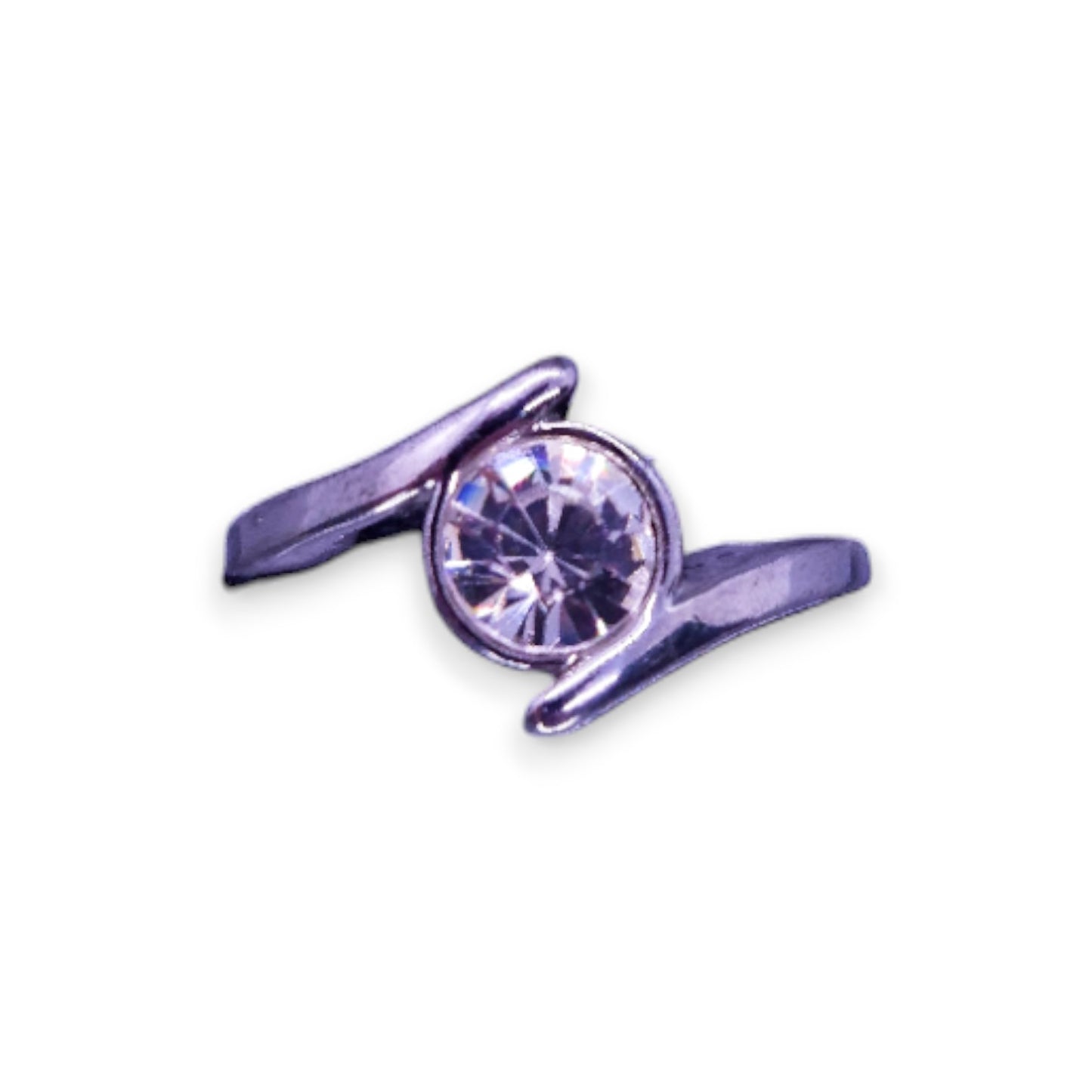 Silver Tone Clear Cubic Zirconia Classic Ring