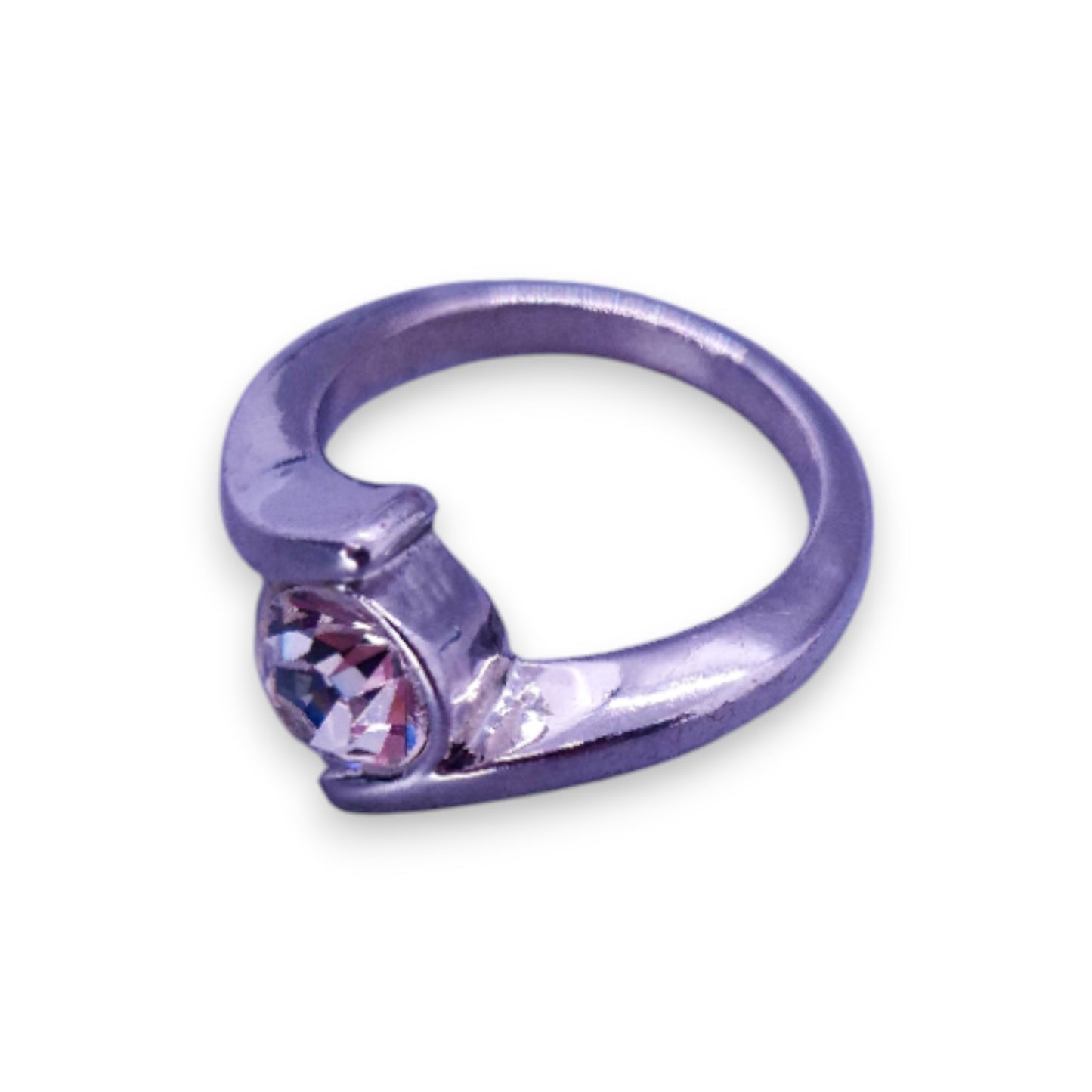 Silver Tone Clear Cubic Zirconia Classic Ring