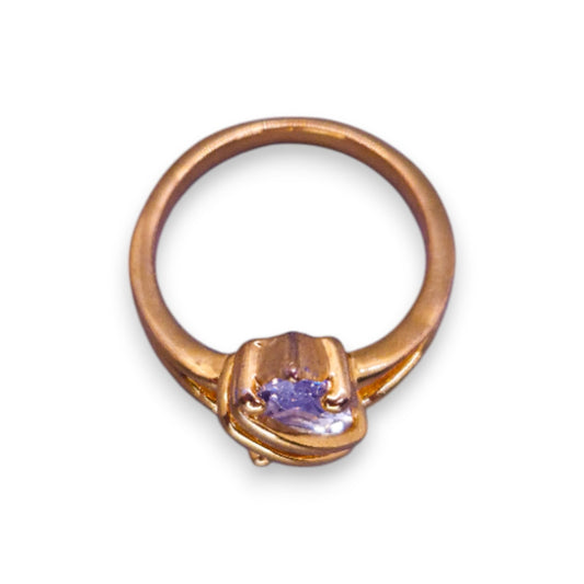 Gold Tone Cubic Zirconia Classic Ring