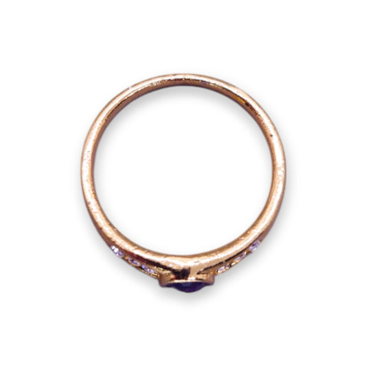 Gold Tone Red & Clear Cubic Zirconia Classic Ring