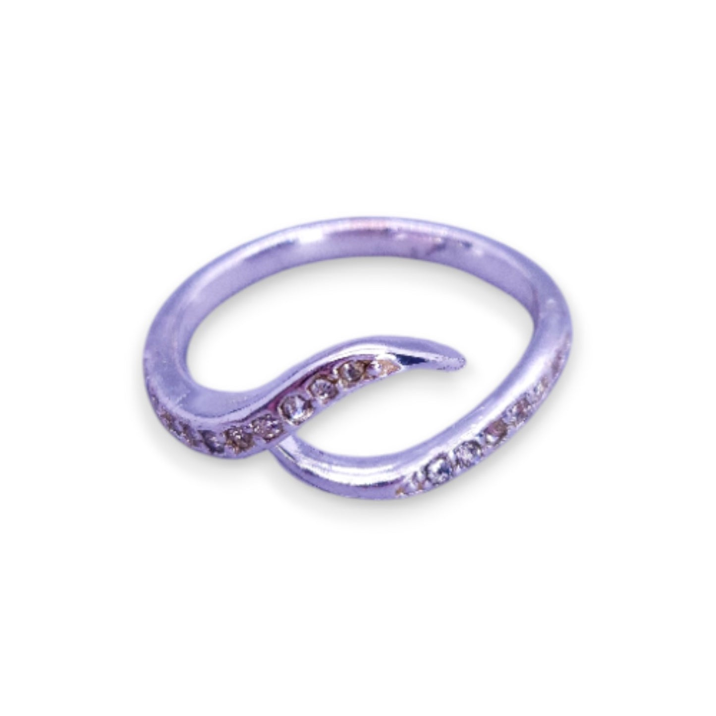 Silver Tone Clear Cubic Zirconia Classic Ring