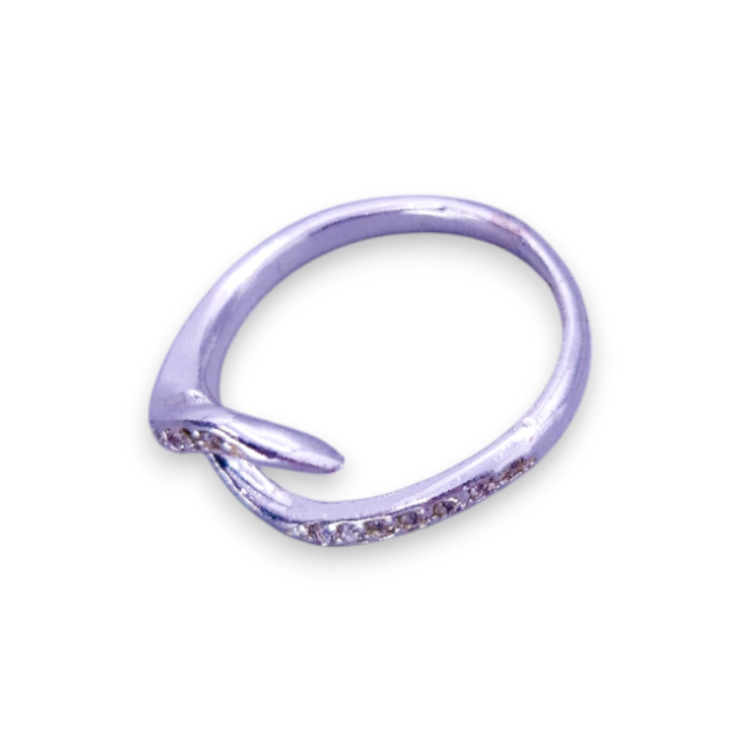 Silver Tone Clear Cubic Zirconia Classic Ring