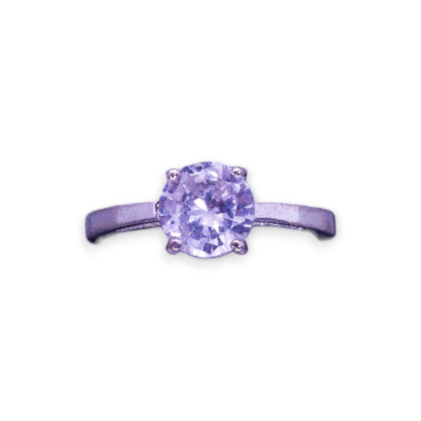 Silver Tone Clear Cubic Zirconia Classic Ring