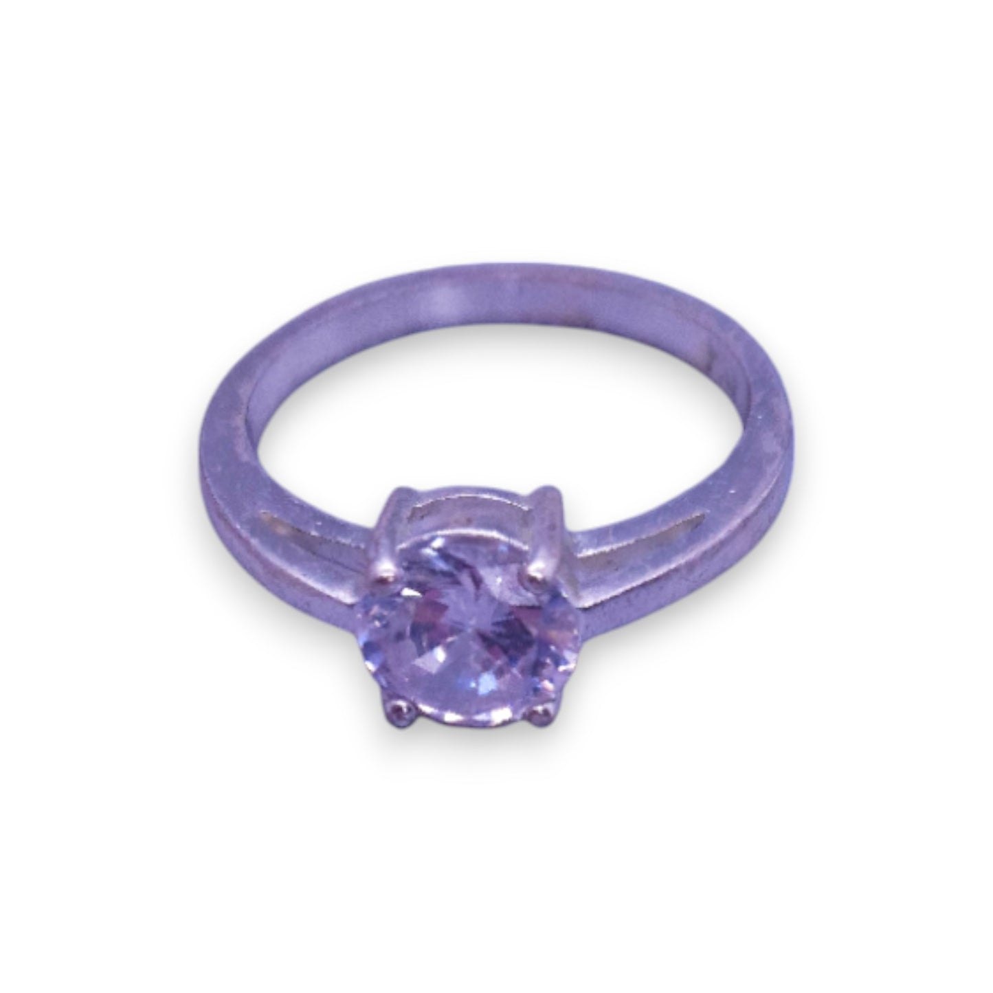 Silver Tone Clear Cubic Zirconia Classic Ring