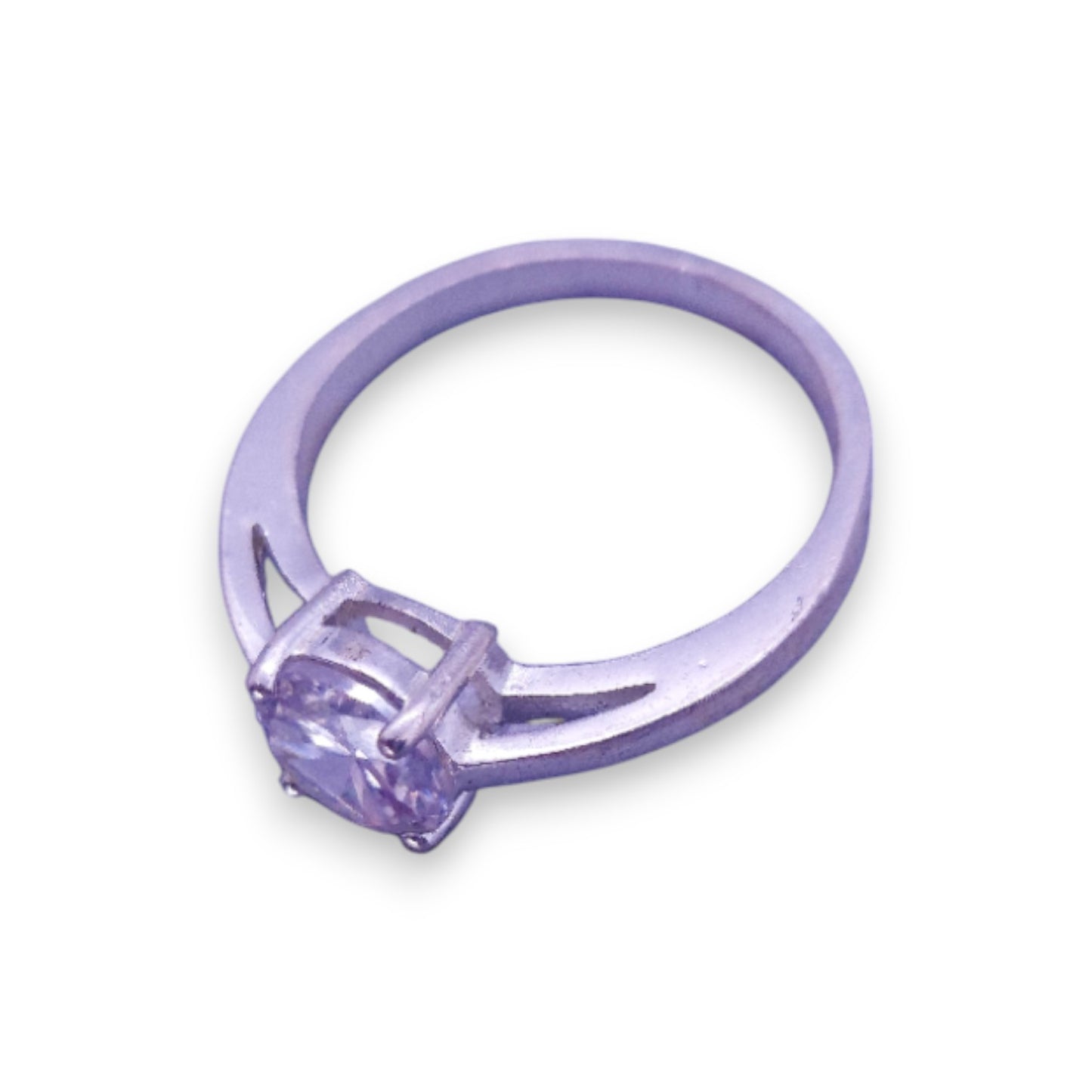Silver Tone Clear Cubic Zirconia Classic Ring