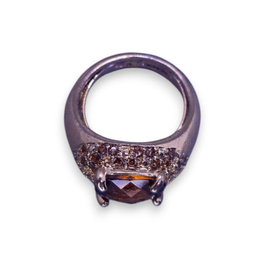 Gold Tone Brown Cubic Zirconia Classic Ring