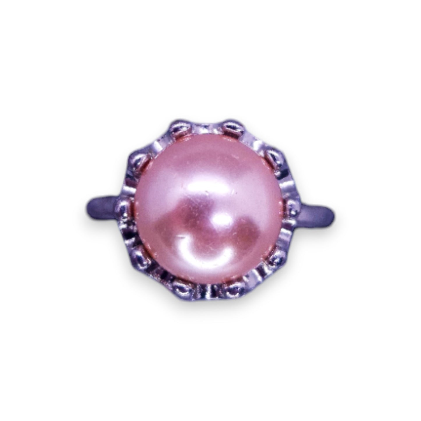 Silver Tone Faux Pearl Classic Ring