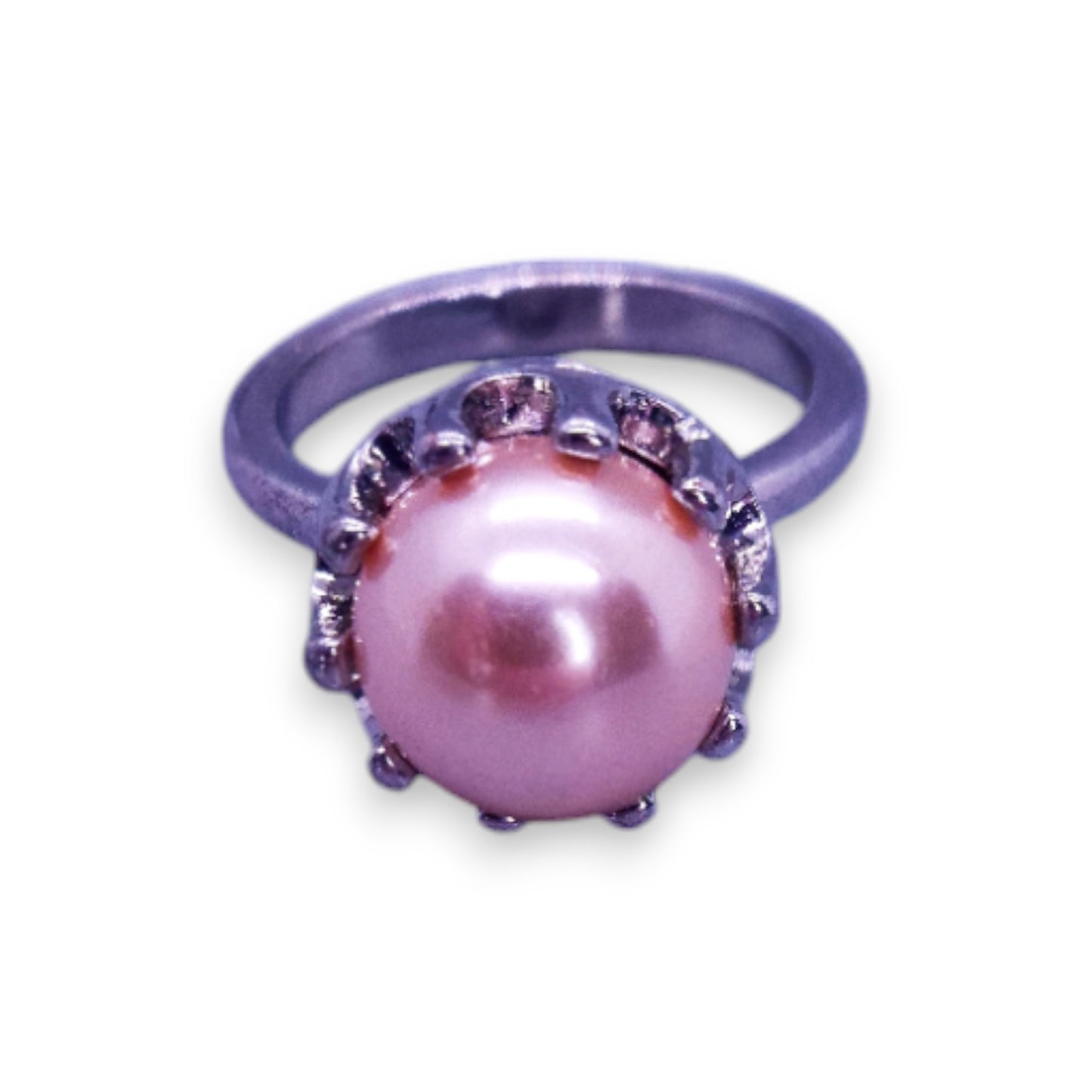 Silver Tone Faux Pearl Classic Ring
