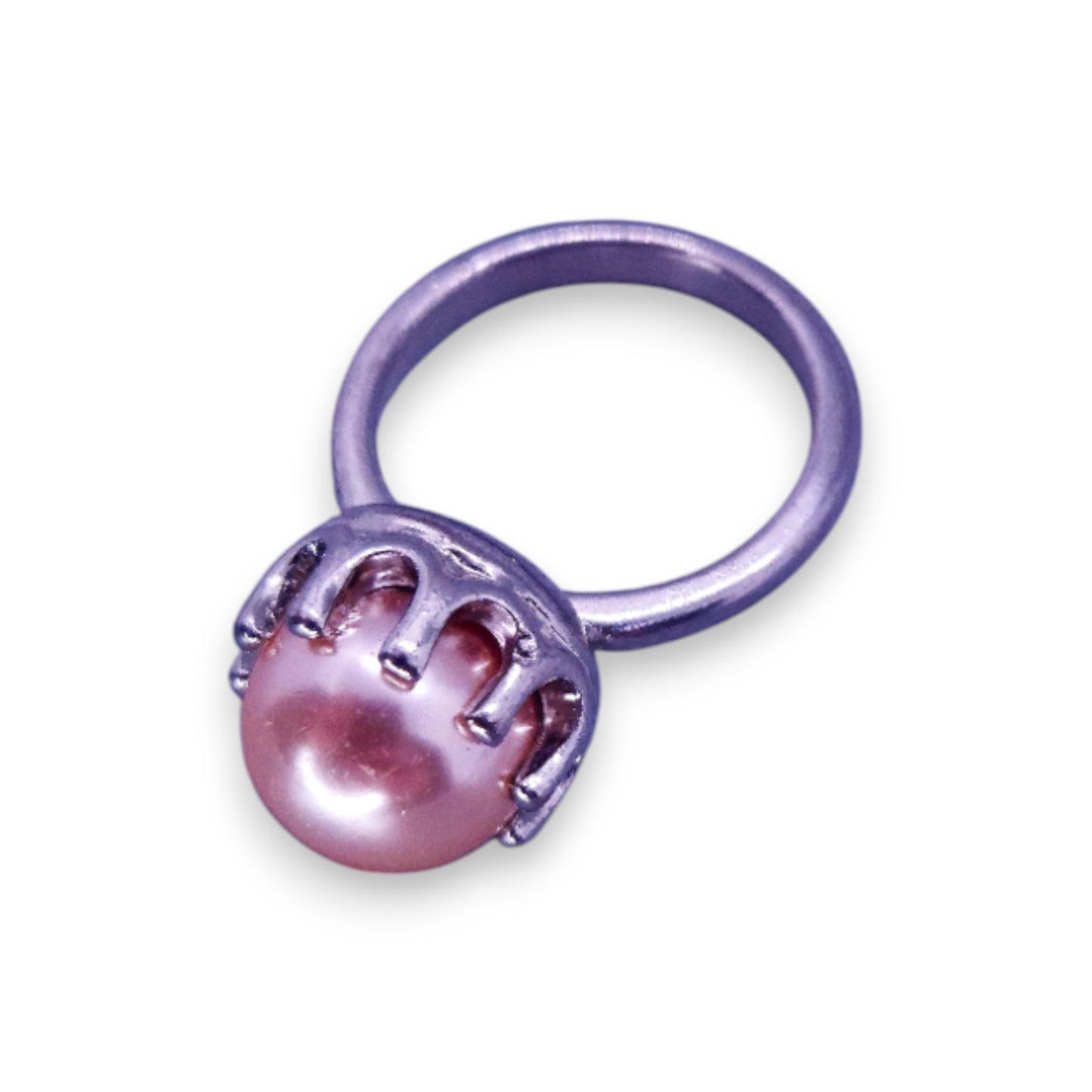 Silver Tone Faux Pearl Classic Ring