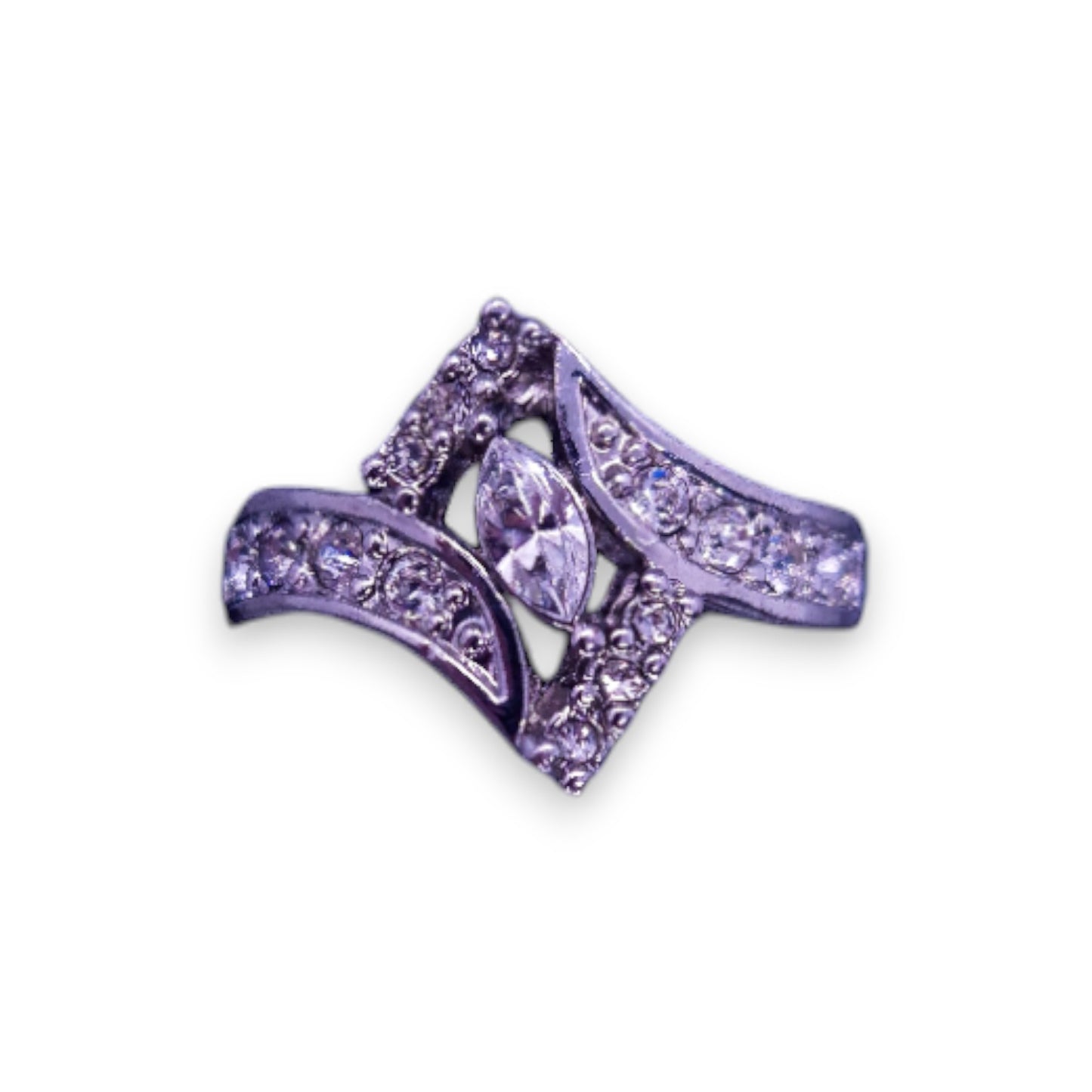 Silver Tone Clear Cubic Zirconia Classic Ring