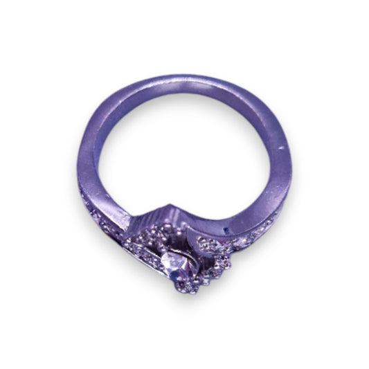 Silver Tone Clear Cubic Zirconia Classic Ring