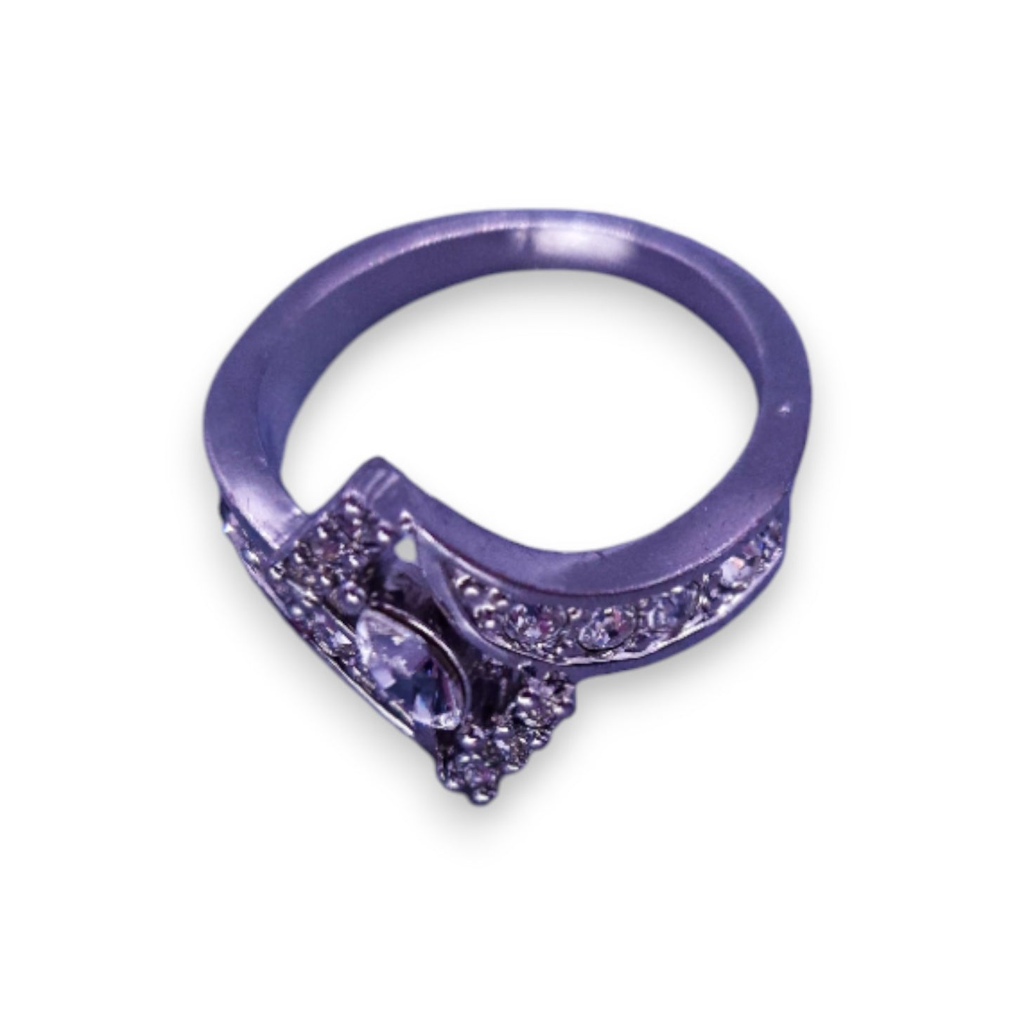 Silver Tone Clear Cubic Zirconia Classic Ring