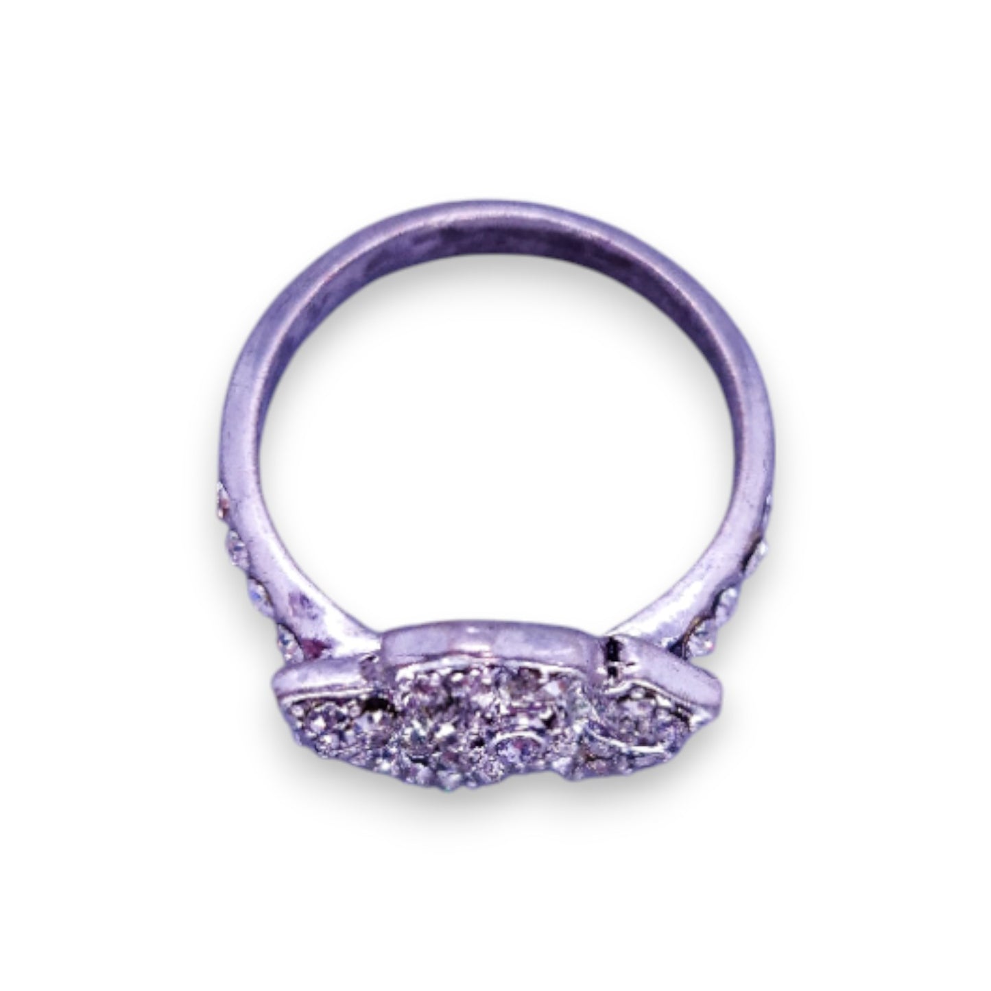 Silver Tone Clear Cubic Zirconia Classic Ring