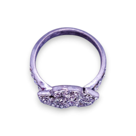 Silver Tone Clear Cubic Zirconia Classic Ring